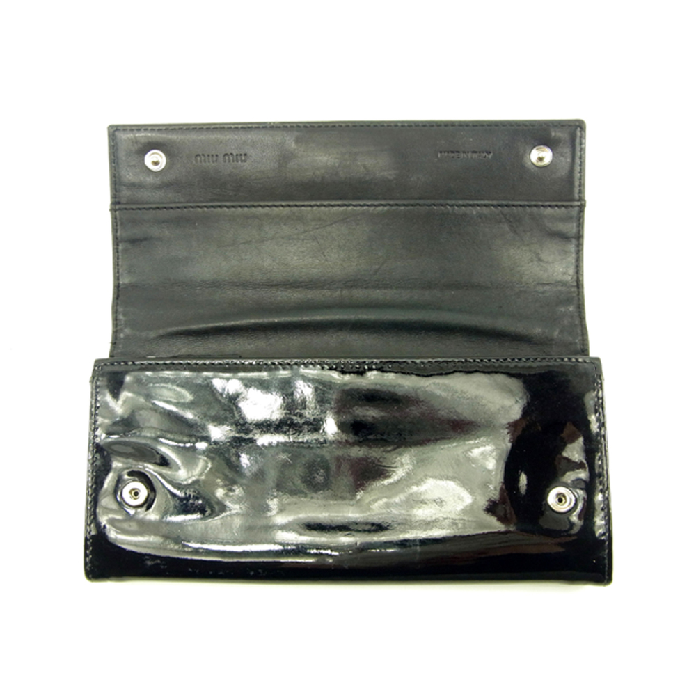 Miu Miu Long Wallet Long Wallet Black Enamel Leat… - image 3
